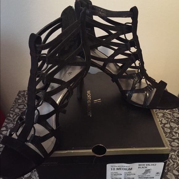 Worthington Strappy Black Heels - Picture 1 of 1